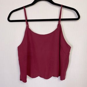 Maroon Crop Top w/ Scalloped Hem sz S